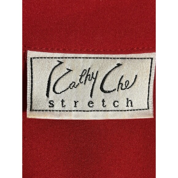 Women's Kathy Che 18/20‎ Red rollup tab sleeves Y2K Whimsical Officecore Travel - Picture 9 of 9